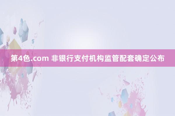 第4色.com 非银行支付机构监管配套确定公布