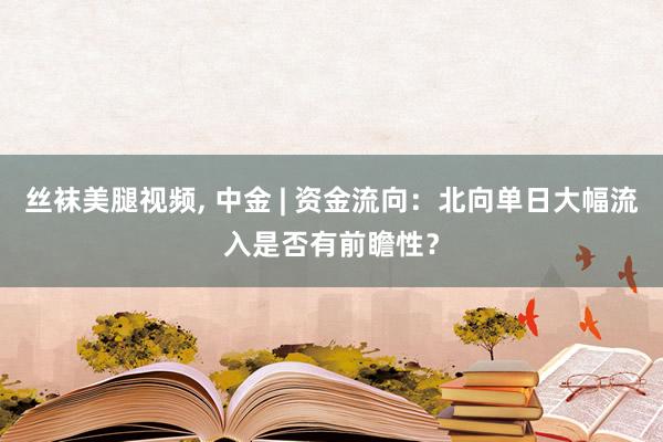 丝袜美腿视频， 中金 | 资金流向：北向单日大幅流入是否有前瞻性？