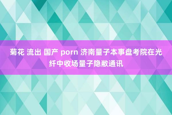 菊花 流出 国产 porn 济南量子本事盘考院在光纤中收场量子隐敝通讯