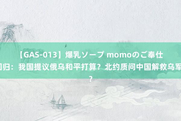 【GAS-013】爆乳ソープ momoのご奉仕 回归：我国提议俄乌和平打算？北约质问中国解救乌军？