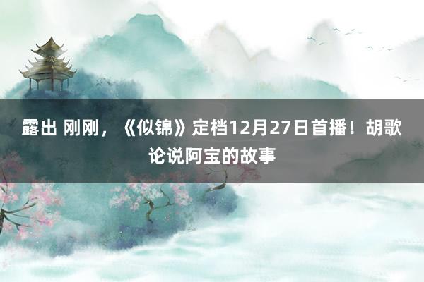 露出 刚刚，《似锦》定档12月27日首播！胡歌论说阿宝的故事