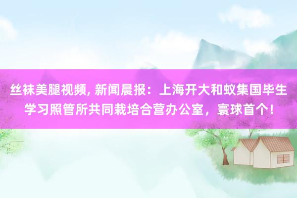 丝袜美腿视频， 新闻晨报：上海开大和蚁集国毕生学习照管所共同栽培合营办公室，寰球首个！